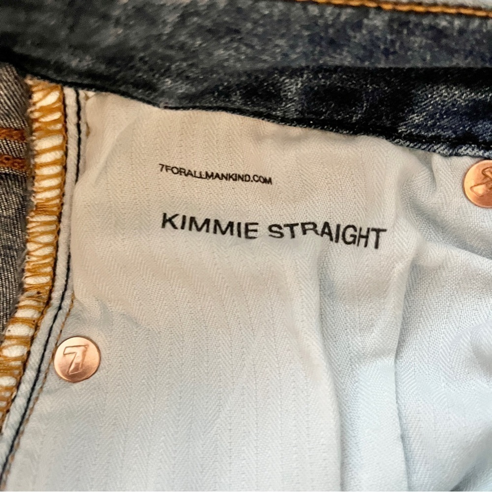 7 For All Mankind Kimmie Straight Leg Mid Rise Jeans, Medium Blue Wash - Size 25 - Picture 7 of 16